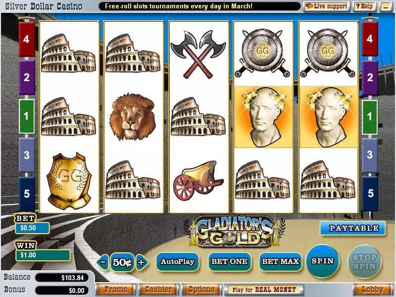 Main Screen Reels - WGS Technology Gladiator's Gold Slot