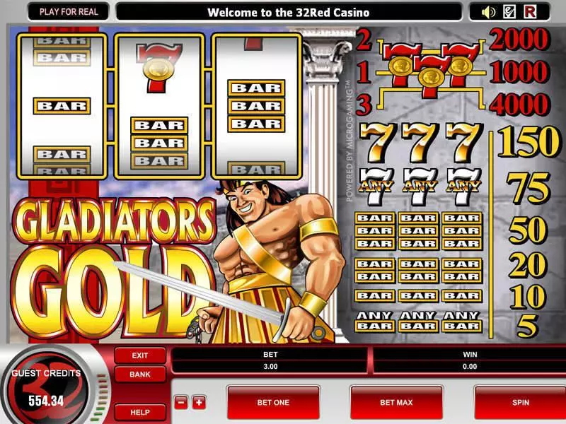 Main Screen Reels - Microgaming Gladiator's Gold Slot