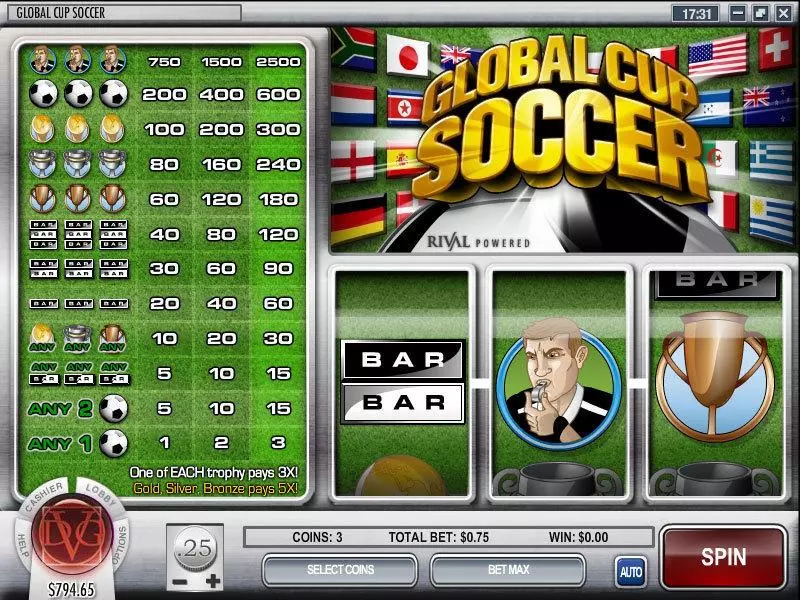 Main Screen Reels - Rival Global Cup Soccer Slot