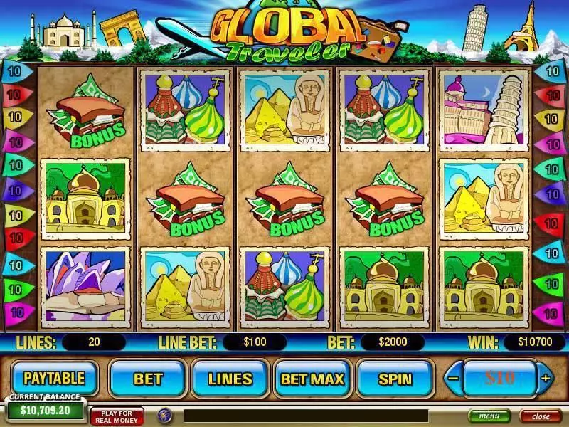 Main Screen Reels - PlayTech Global Traveler Slot