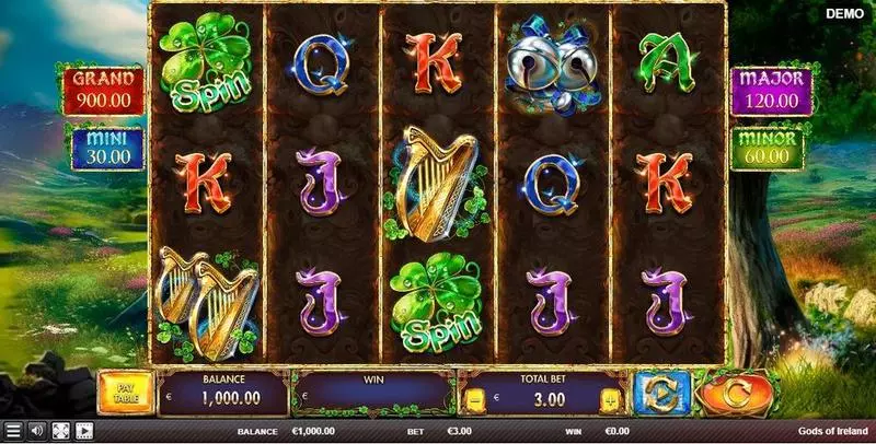 Main Screen Reels - Red Rake Gaming Gods of Ireland Slot