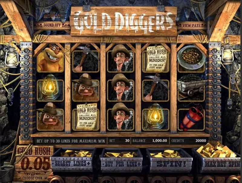 Main Screen Reels - BetSoft Gold Diggers Slot
