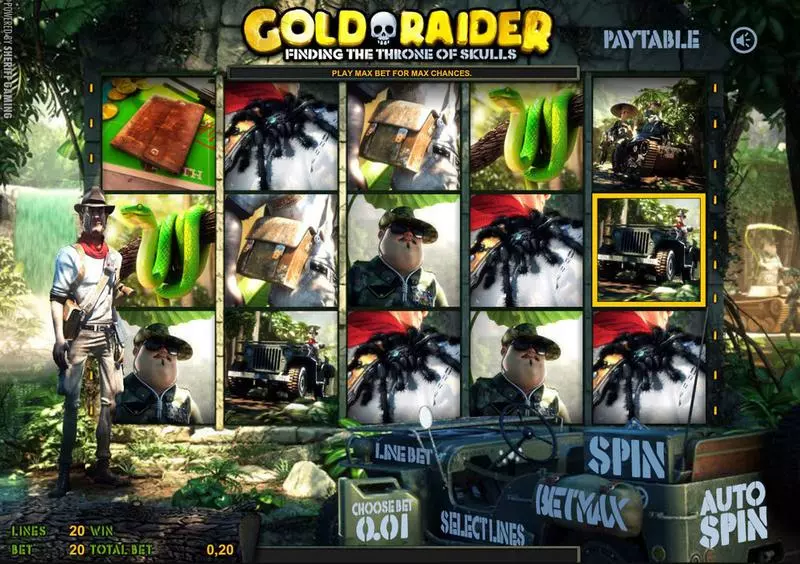 Main Screen Reels - Sheriff Gaming Gold Raider Slot