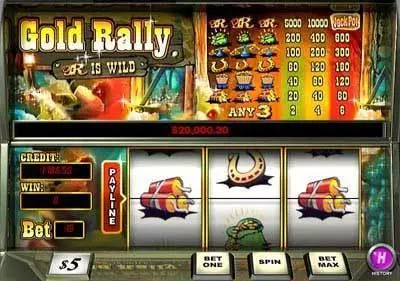 Main Screen Reels - PlayTech Gold Rally 1 Line Slot