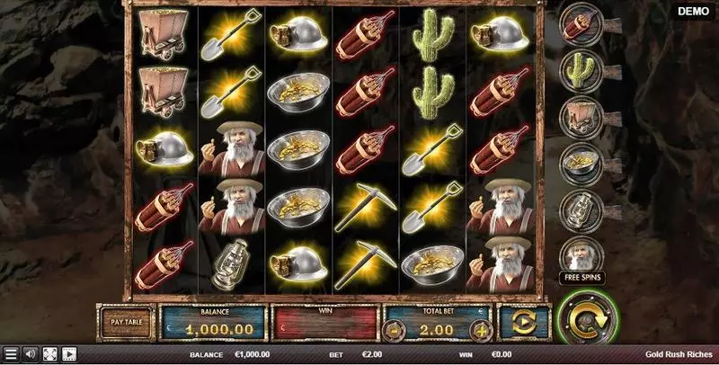 Main Screen Reels - Red Rake Gaming Gold Rush Riches Slot