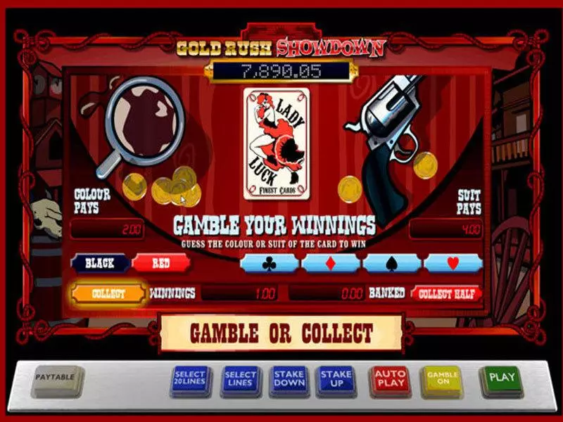 Gamble Screen - 888 Gold Rush Showdown Slot