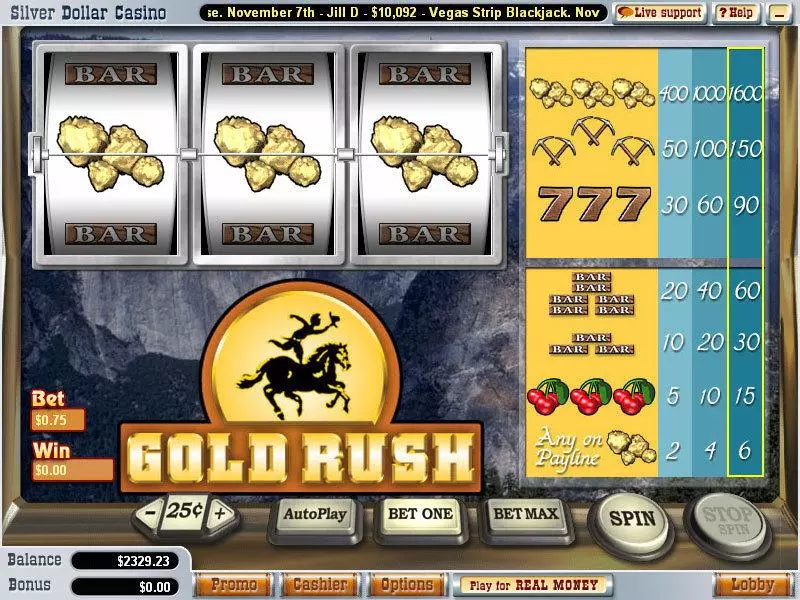 Main Screen Reels - Vegas Technology Gold Rush Slot