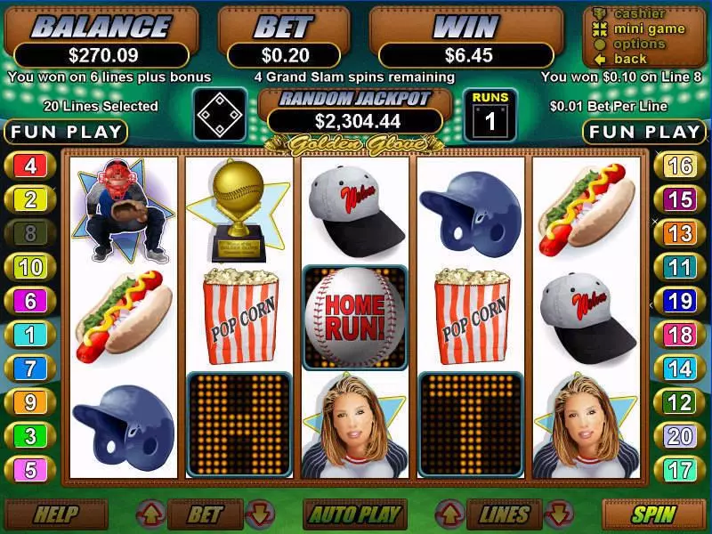 Main Screen Reels - RTG Golden Glove Slot