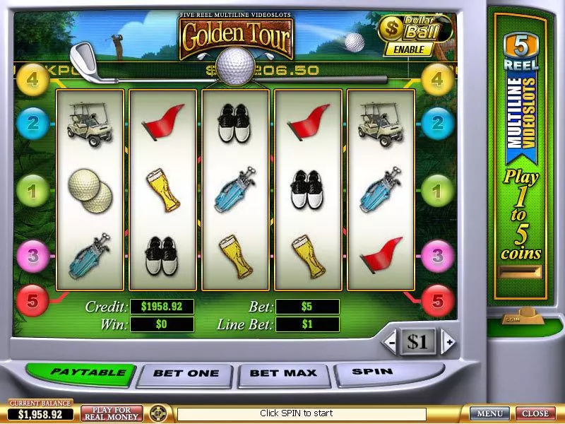 Main Screen Reels - PlayTech Golden Tour Slot