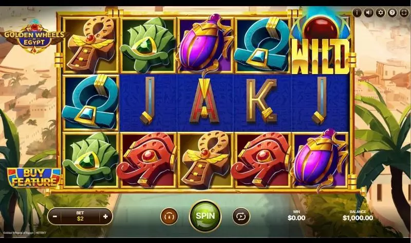 Main Screen Reels - NetEnt Golden Wheels of Egypt Slot