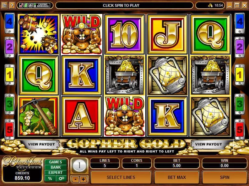 Main Screen Reels - Microgaming Gopher Gold Slot