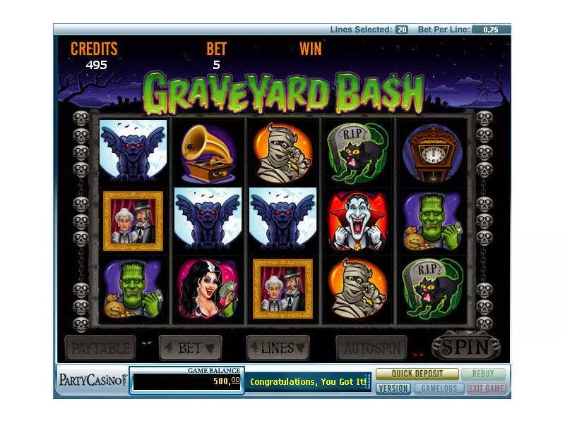 Main Screen Reels - bwin.party Graveyard Bash Slot