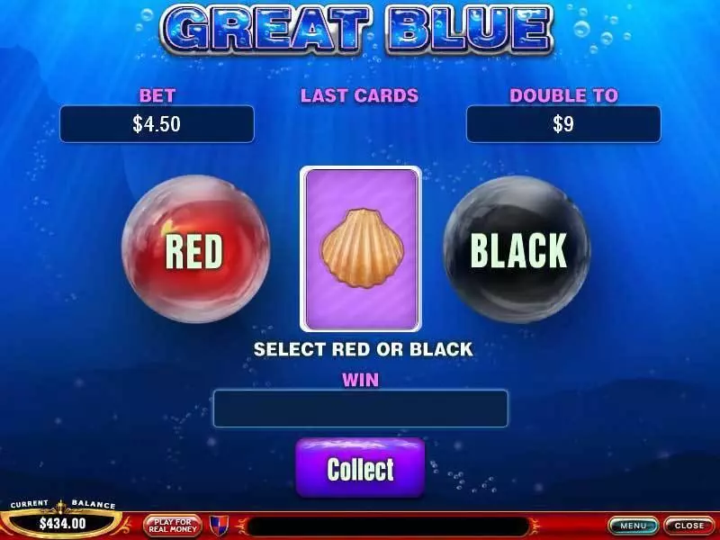 Gamble Screen - PlayTech Great Blue Slot
