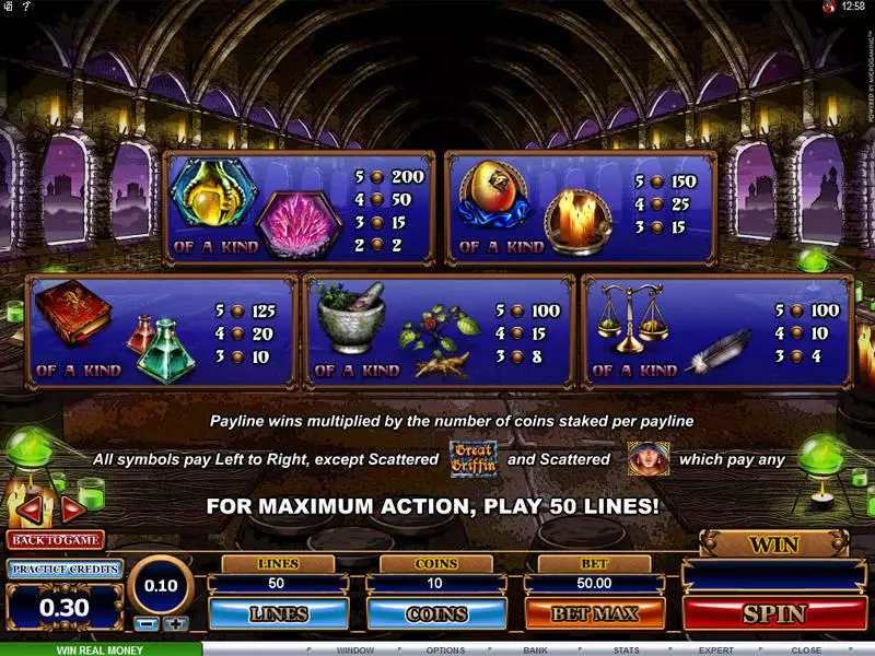 Info and Rules - Microgaming Great Griffin Slot