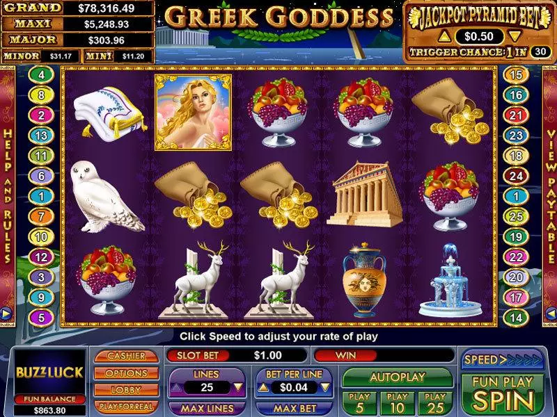 Main Screen Reels - NuWorks Greek Goddess Slot