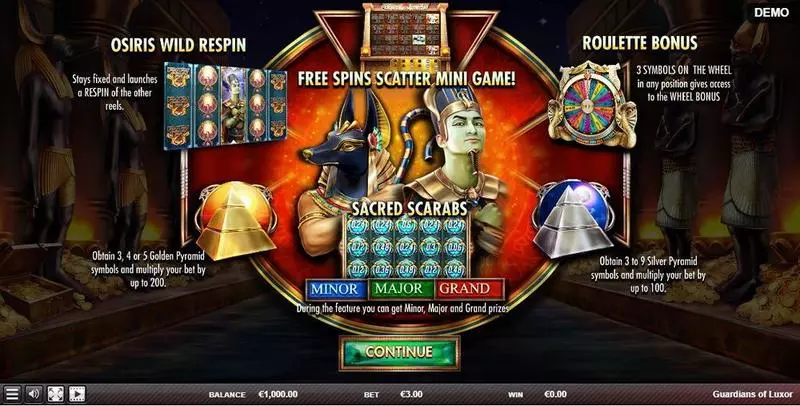 Info and Rules - Red Rake Gaming Guardians of Luxor Slot