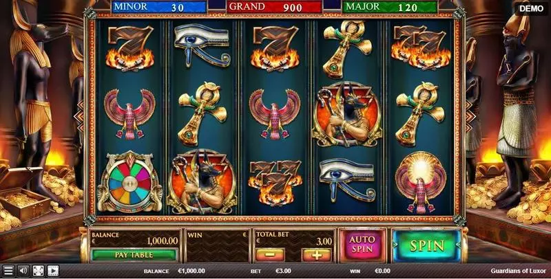 Main Screen Reels - Red Rake Gaming Guardians of Luxor Slot