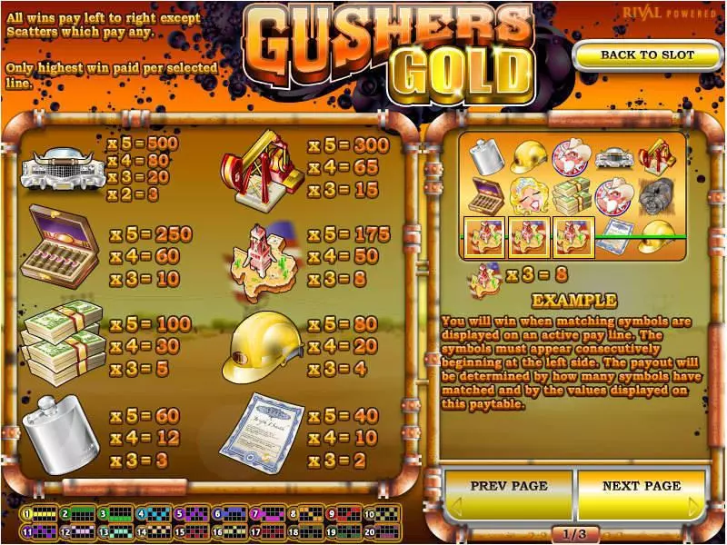 Info and Rules - Rival Gushers Gold Slot