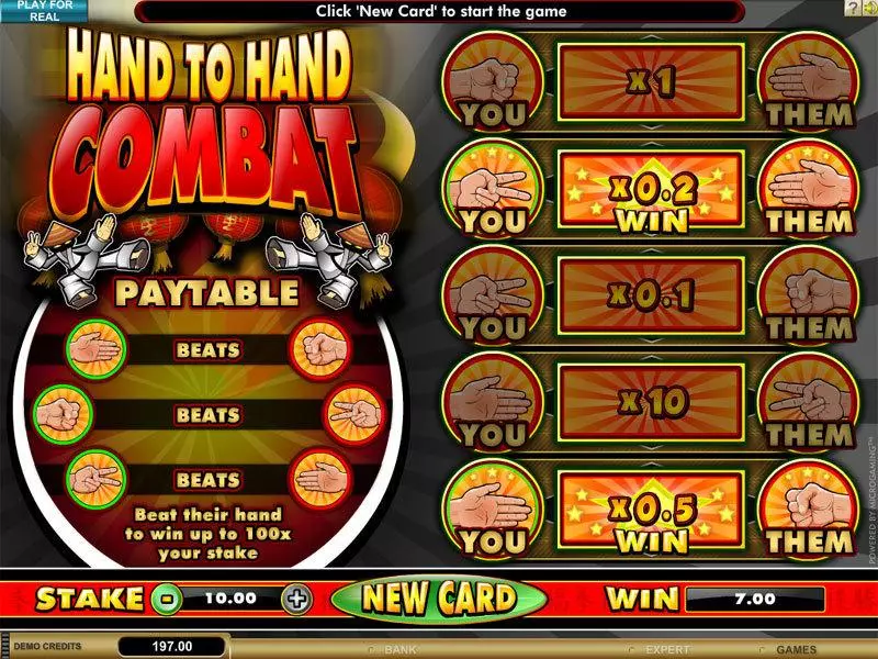 Introduction Screen - Microgaming Hand to Hand Combat Parlor