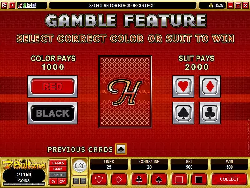 Gamble Screen - Microgaming Harveys Slot