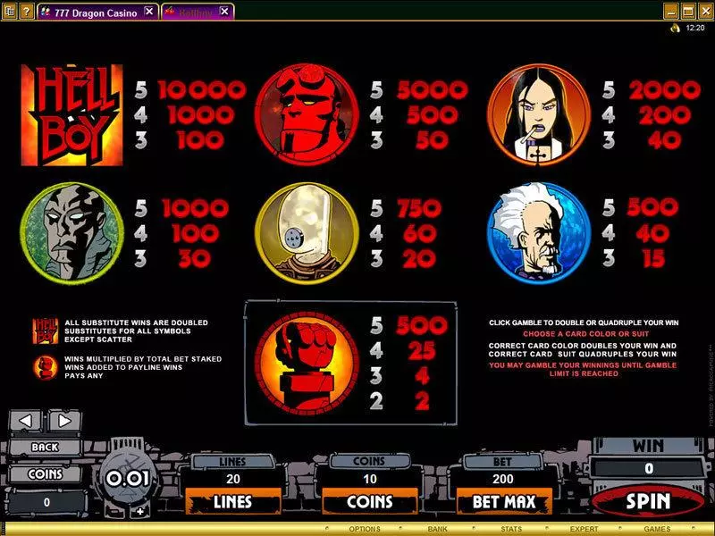 Info and Rules - Microgaming Hellboy Slot