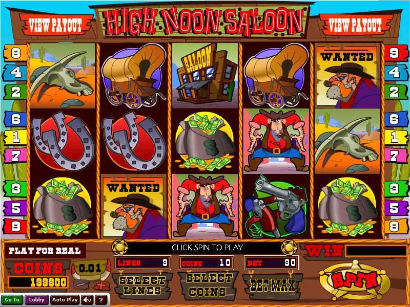 Main Screen Reels - Wizard Gaming High Noon Saloon Slot