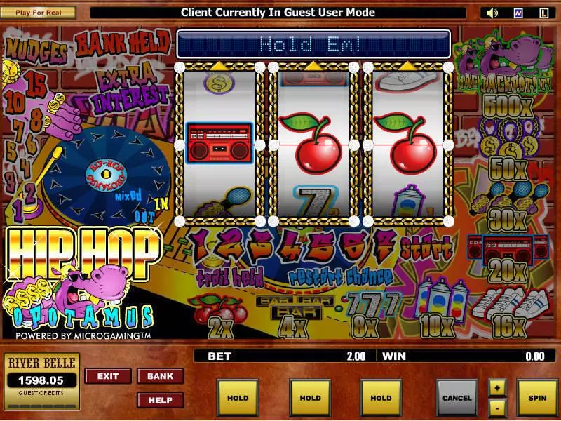 Main Screen Reels - Microgaming HipHopopotamus Slot