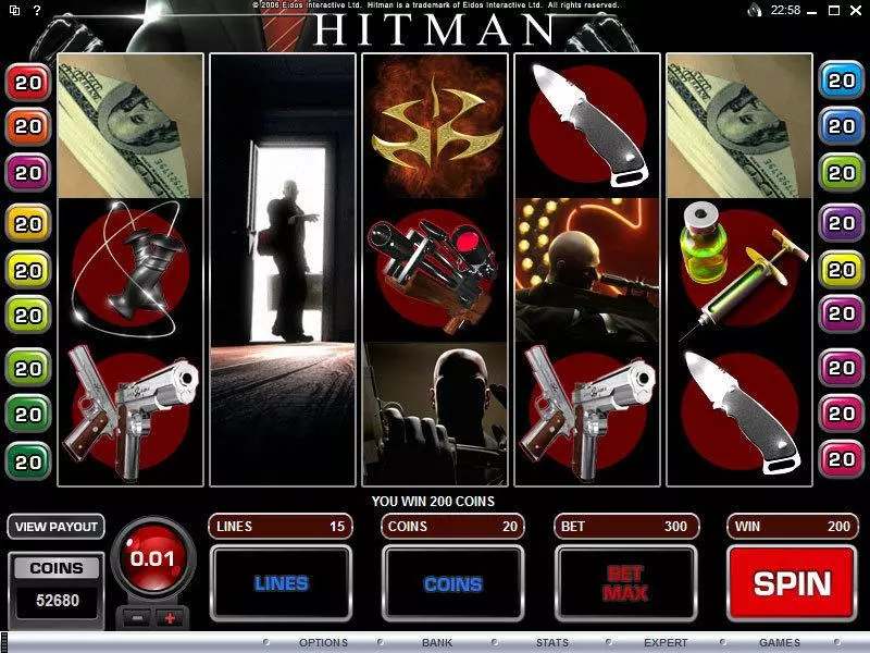 Main Screen Reels - Microgaming Hitman Slot