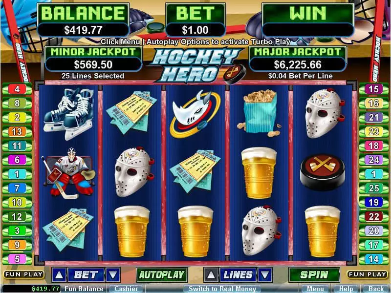 Main Screen Reels - RTG Hockey Hero Slot