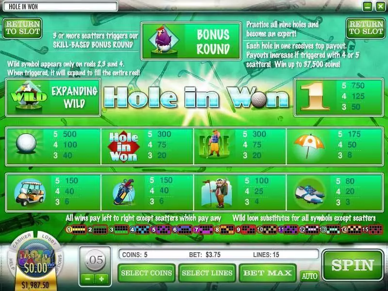 Info and Rules - Rival Hole in Won Slot
