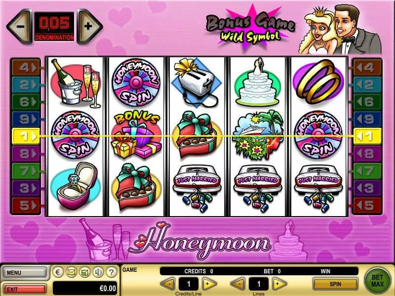 Main Screen Reels - GTECH Honeymoon Slot