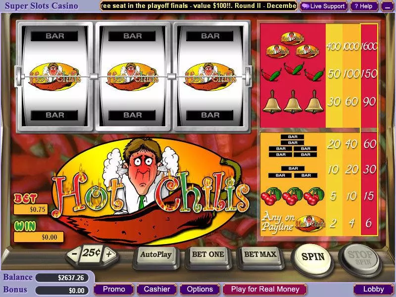 Main Screen Reels - Vegas Technology Hot Chilis Slot