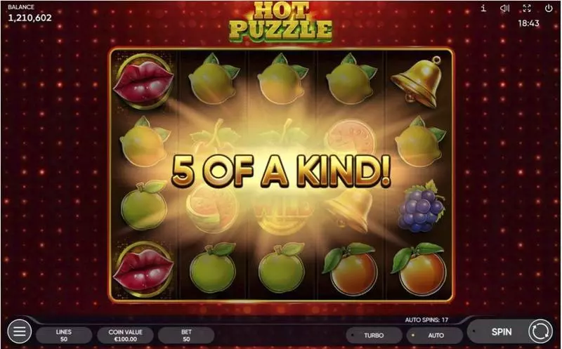 Winning Screenshot - Endorphina Hot Puzzle Slot