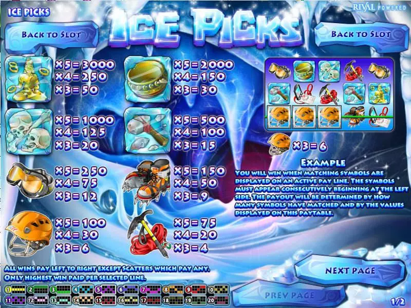 Info and Rules - Rival Ice Picks Slot