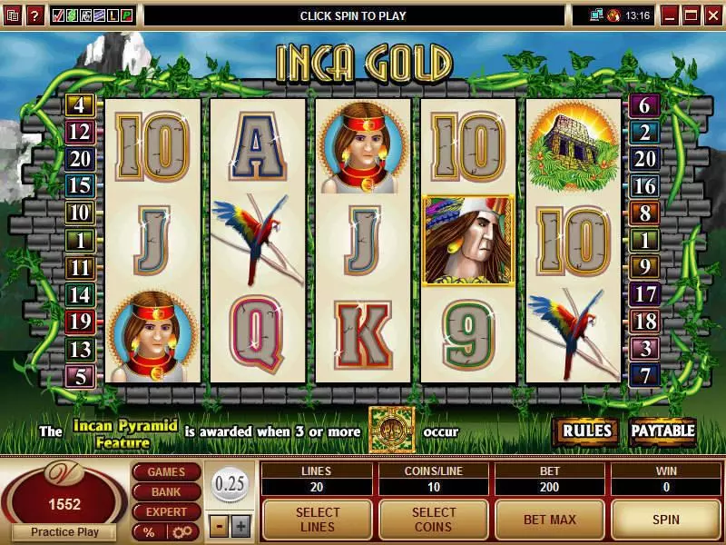 Main Screen Reels - Microgaming Inca Gold Slot