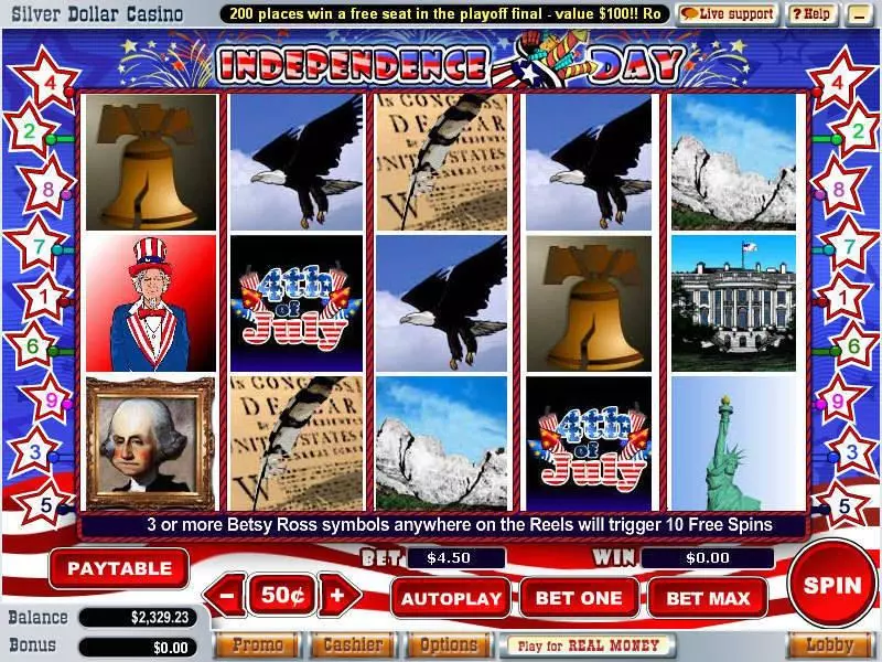 Main Screen Reels - WGS Technology Independence Day Slot