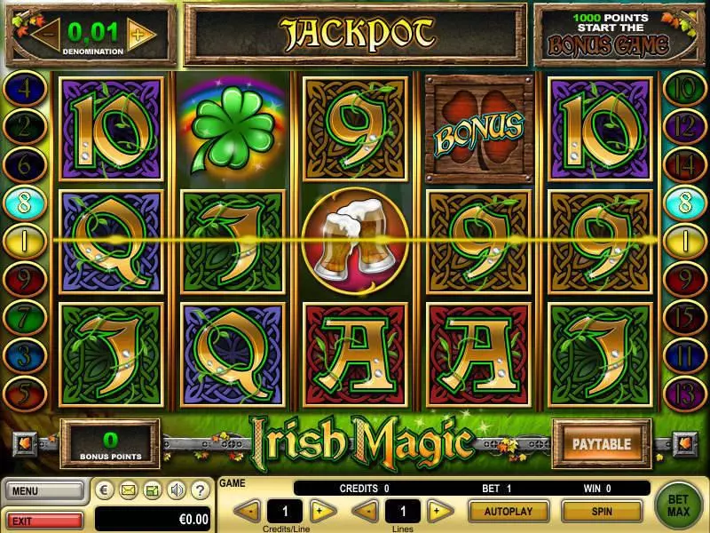 Main Screen Reels - GTECH Irish Magic Slot