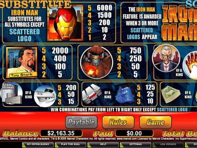 Info and Rules - CryptoLogic Iron Man Slot