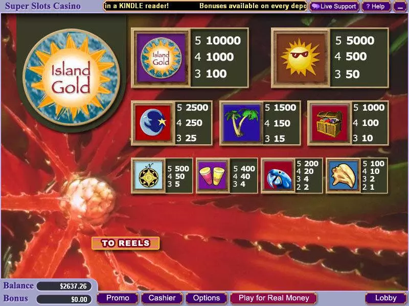 Info and Rules - Vegas Technology Island Gold Slot
