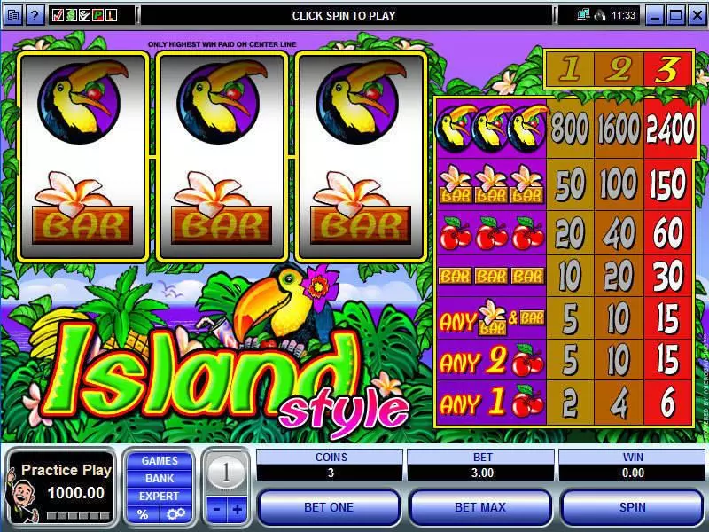 Main Screen Reels - Microgaming Island Style Slot