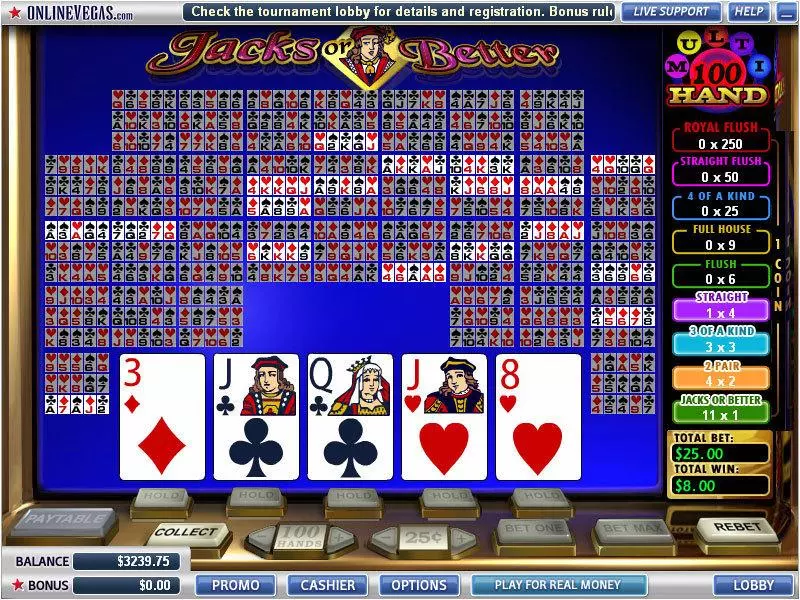 Introduction Screen - WGS Technology Jacks or Better 100 Hands Poker Video Poker