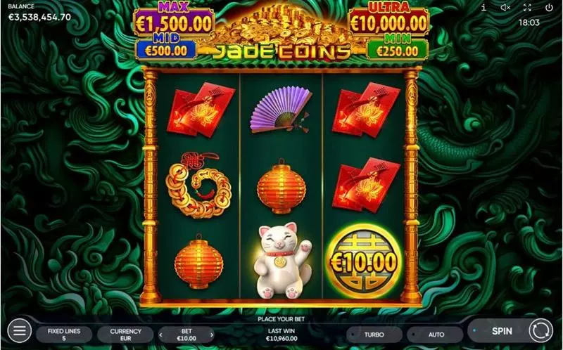 Main Screen Reels - Endorphina Jade Coins Slot