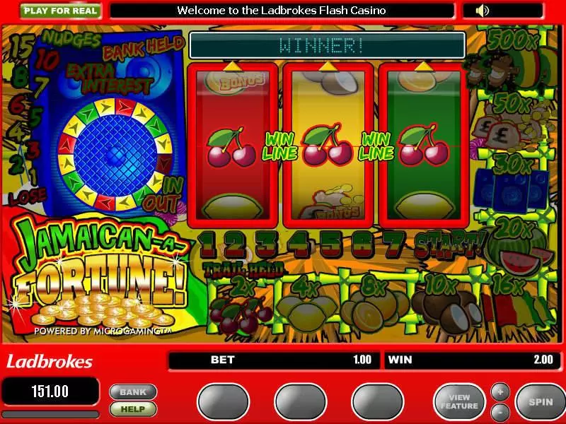Main Screen Reels - Microgaming Jamaican a Fortune Slot