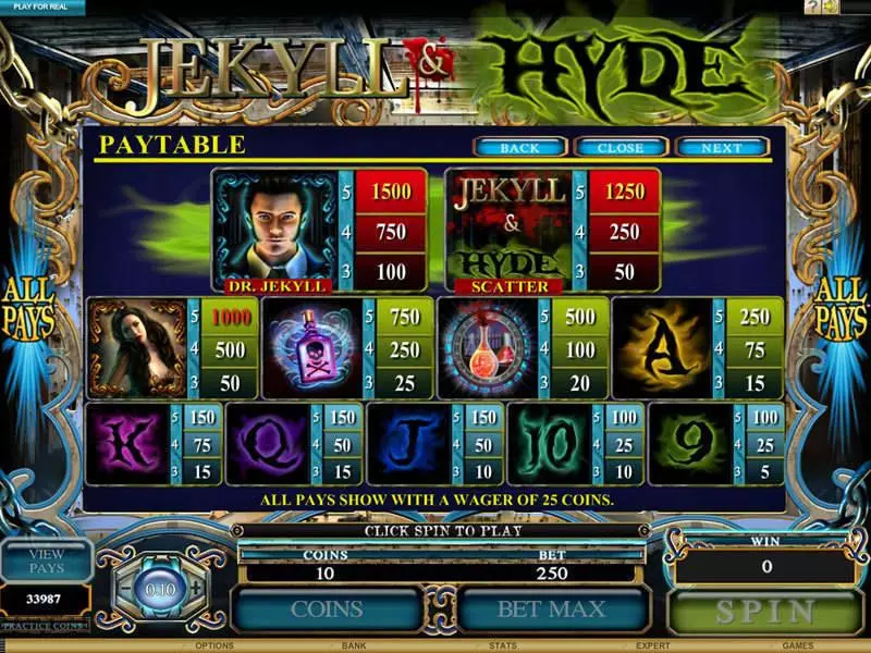 Info and Rules - Microgaming Jekyll and Hyde Slot