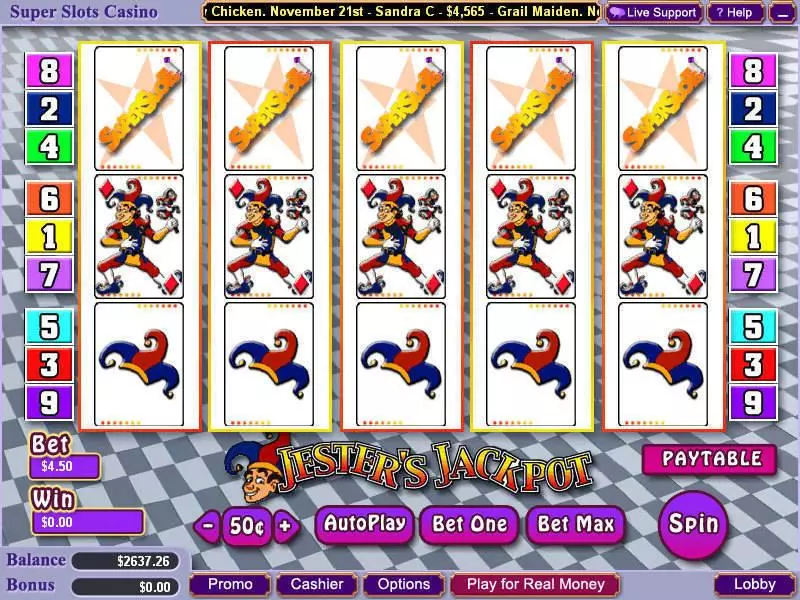 Main Screen Reels - WGS Technology Jester's Jackpot Slot
