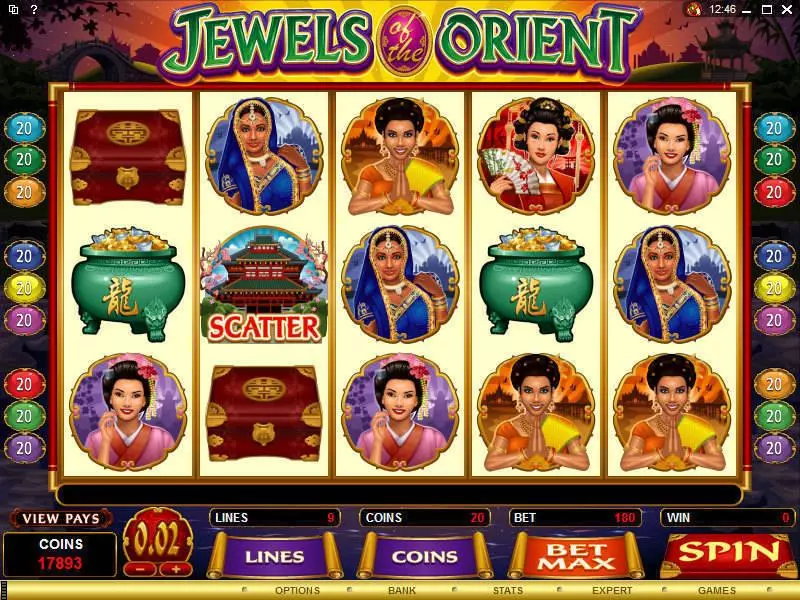 Main Screen Reels - Microgaming Jewels of the Orient Slot
