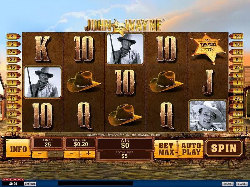 Main Screen Reels - PlayTech John Wayne Slot