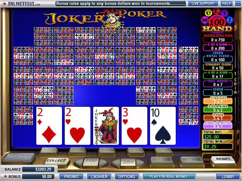 Introduction Screen - WGS Technology Joker 100 Hands Poker Video Poker