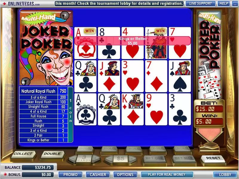 Introduction Screen - WGS Technology Joker 3 Hands Poker Video Poker