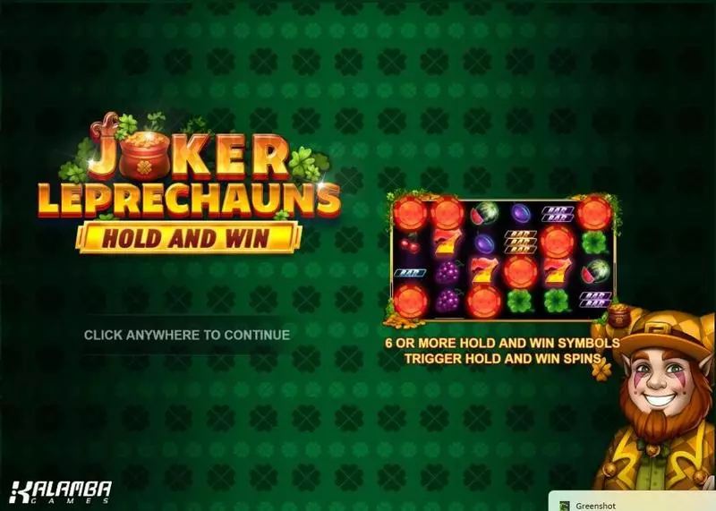 Introduction Screen - Kalamba Games Joker Leprechauns Hold and Win Slot